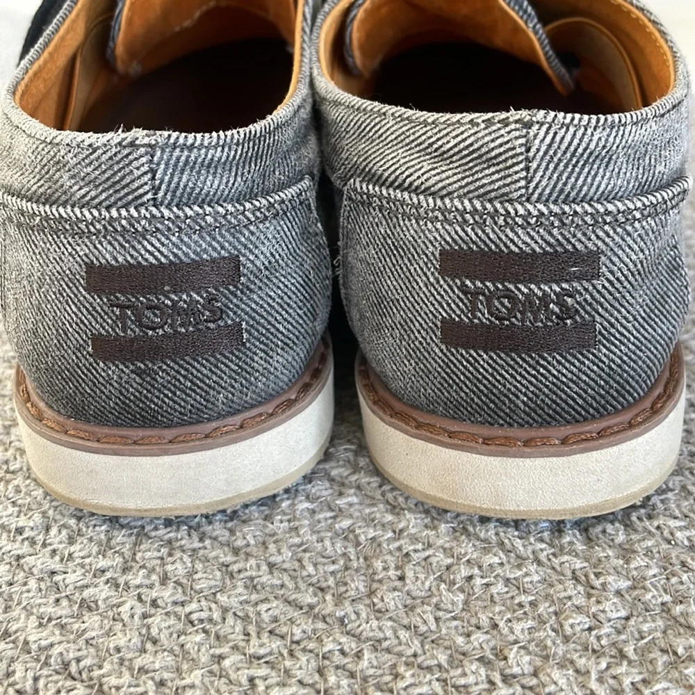 Toms Washed Black Gray Tie Oxfords Loafers Dress Shoes Size Youth 4